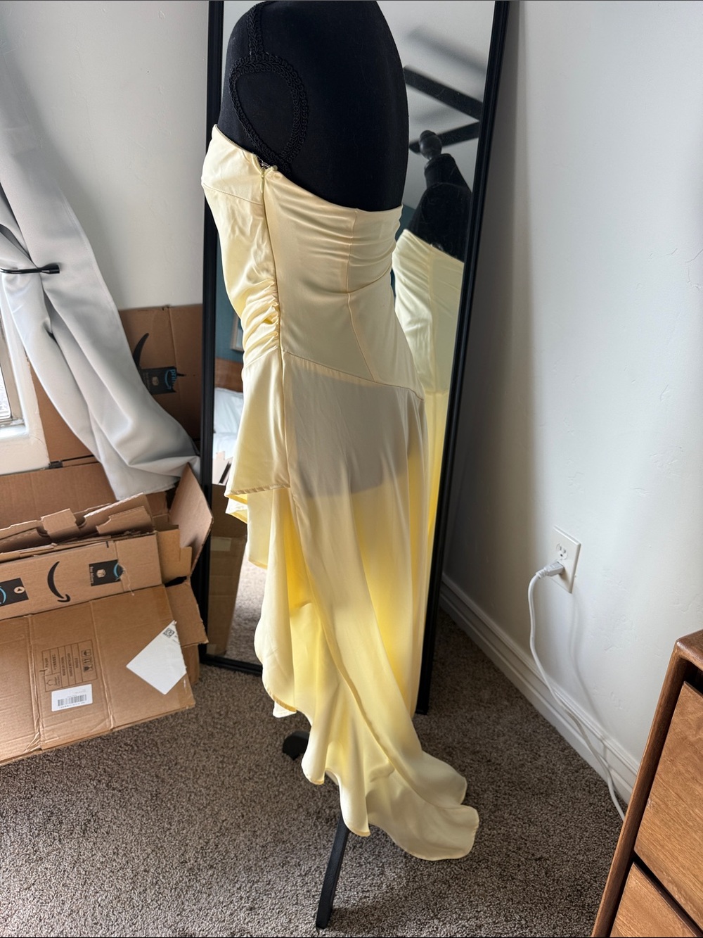New Peppermayo Strapless Pale Yellow High-Low Dress - Picture 3 of 5